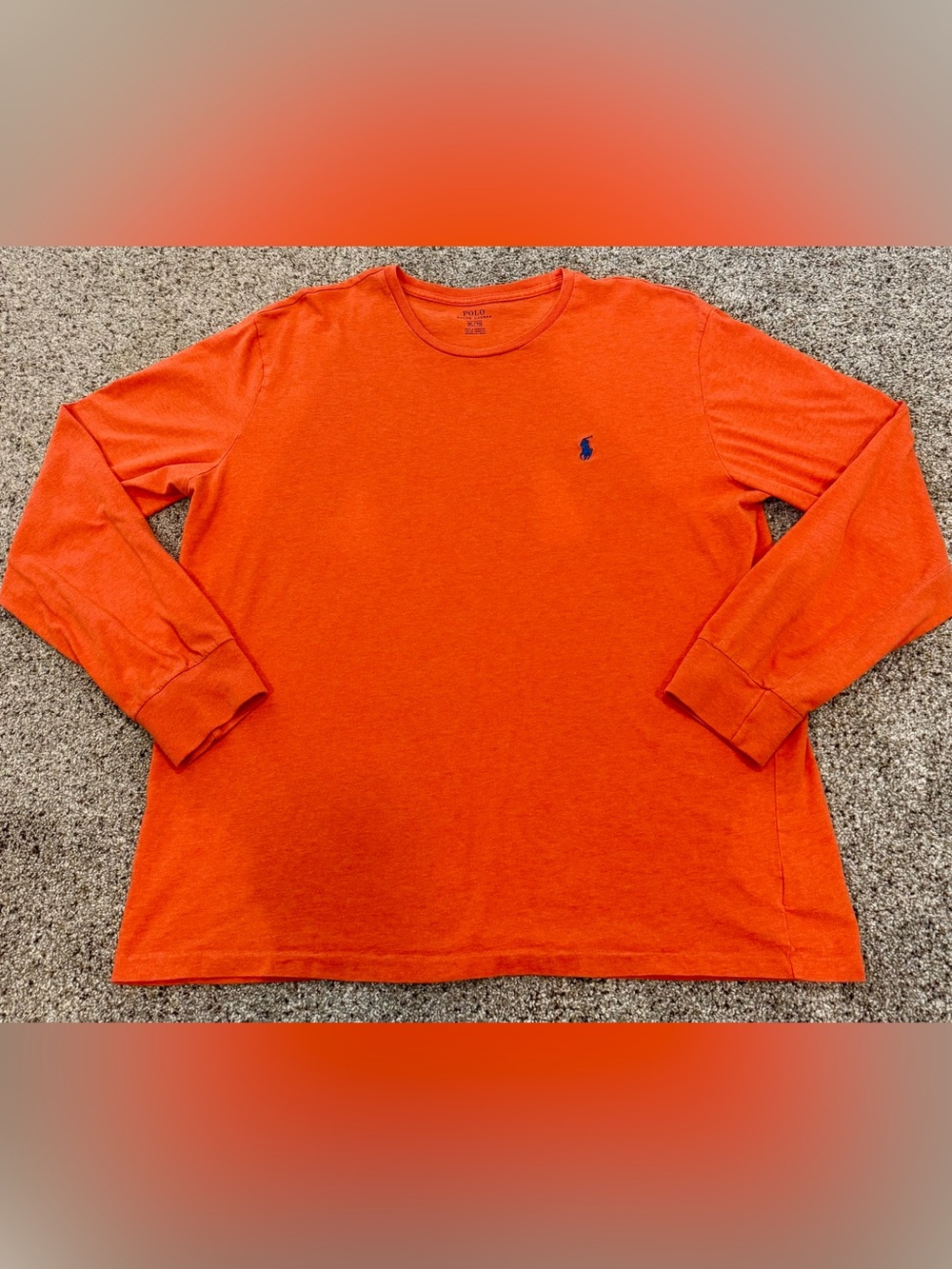 Polo Ralph Lauren Orange Long Sleeve Tee with Blue Pony